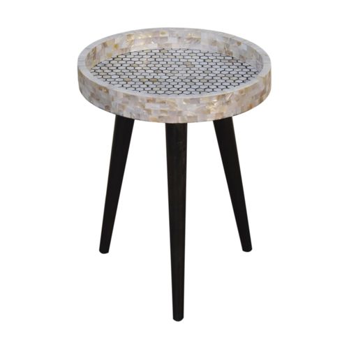北欧デザインサイドテーブル - HONEYCOMB MOSAIC - Artisan Furniture - 無垢材 / 無垢木材製脚 / 円形