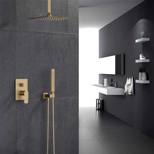 壁取り付け式シャワーセット - NAPOLI - FontanaShowers - 現代風 / ハンドシャワー付き / 雨