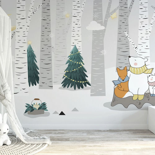 現代風壁紙 - ours polaire forêt neige - MuralConcept - 不織布製 / パノラマ / 動物柄