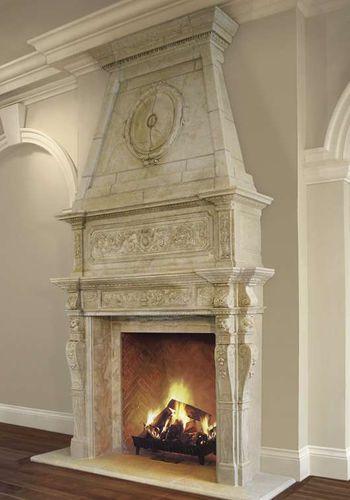 クラシカル調暖炉装飾 - BORDEAUX – OVERMANTEL - Tartaruga Design Inc - 石製 / 白色