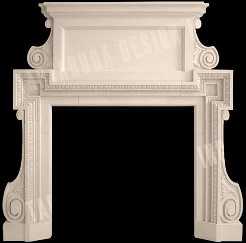 伝統的炉棚 - ENGLISH REGENCY – SECONDARY PEDIMENT - Tartaruga Design Inc - 石製 / 白色