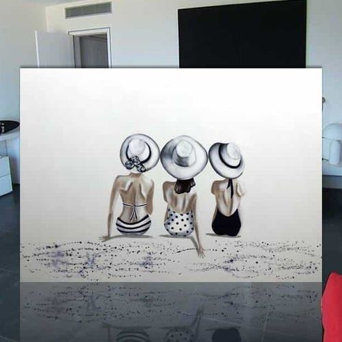 アクリル装飾画 - MUJERES PLAYA AZUL MARINO - OHORIGINAL BUSINESS SL - ミックス / 手塗り / フィギュラティヴ