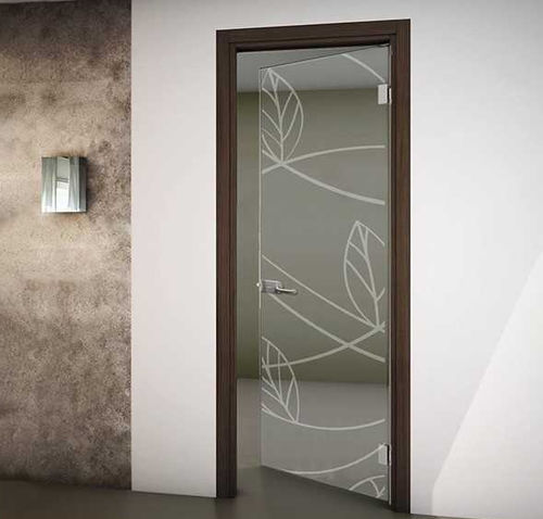 屋内用ドア - EVO FOGLIE - PORTE ITALIANE - 硬化ガラス製 / ヒンジ付き / 現代風