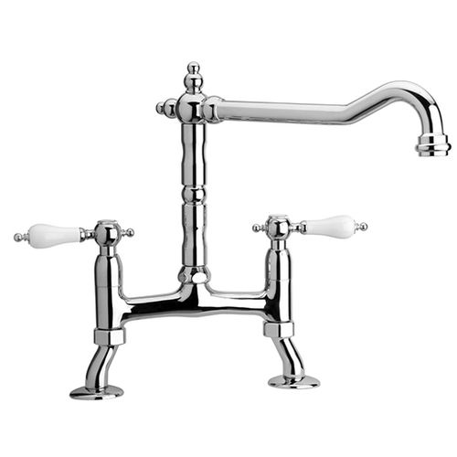 カウンタートップダブルハンドル混合水栓 - 10..220L1 - Paini - クロムメッキ金属 / キッチン用 / 穴2つ