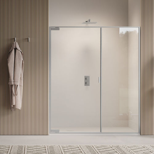 ヒンジ付きシャワースクリーン - PIVOT HINGED DOOR ON INLINE FIXED PANEL B1740 - SAMO - 長方形 / アルコ－ブ用 / 硬化ガラス製