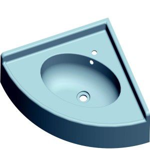 壁掛け式洗面器 - SANIVASQUE - SANITEC - PAREO - 樹脂製 / コーナータイプ / 穴1つ