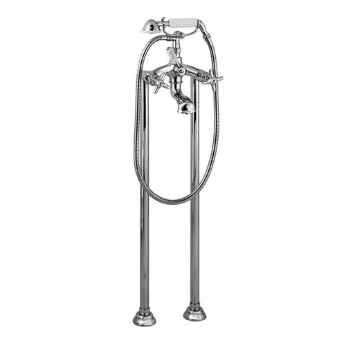 シャワー用ダブルハンドル混合水栓 - 3274CL306 - RUBINETTERIE STELLA - バスタブ用 / 床置き / クロム真鍮製