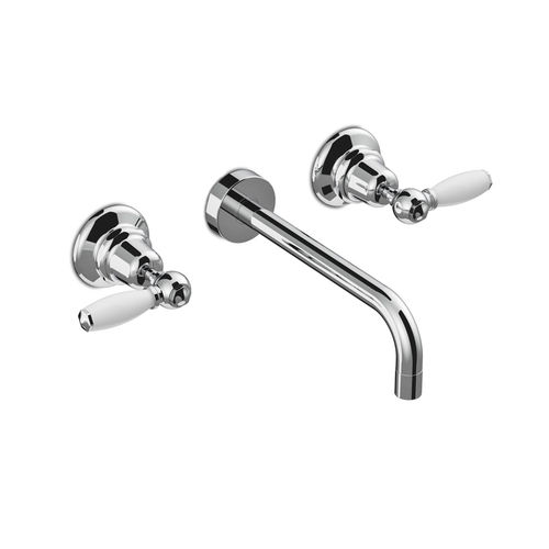 洗面器用ダブルハンドル混合水栓 - 3863 - RUBINETTERIE STELLA - 壁取り付け式 / 組み込み式 / クロムメッキ金属