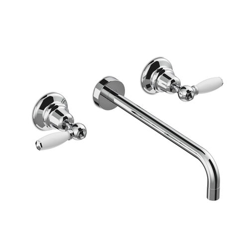 洗面器用ダブルハンドル混合水栓 - 3863AR - RUBINETTERIE STELLA - 壁取り付け式 / クロムメッキ金属 / バスルーム用