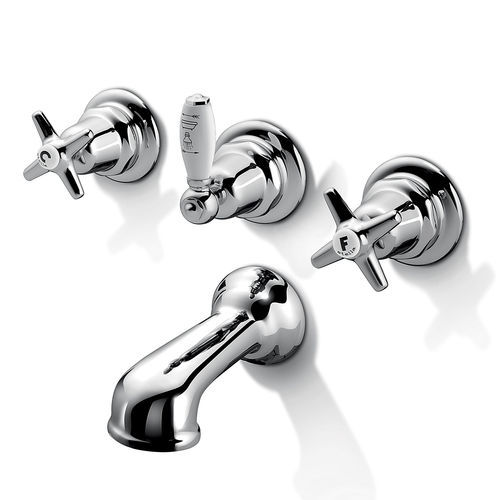 洗面器用ダブルハンドル混合水栓 - 3225 - RUBINETTERIE STELLA - カウンタートップ / 壁取り付け式 / クロム真鍮製
