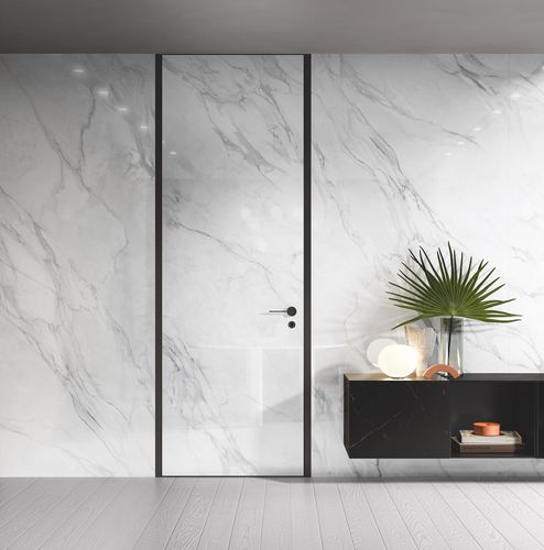 コーティング装飾パネル - SMOOTH FULL-HEIGHT PANELLING IN BORGHINI GREY MARBLE GLASS - GAROFOLI - 壁取り付け式 / 屋内用 / 木製