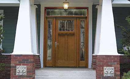 入り口ドア - CLASSIC-CRAFT® AMERICAN - THERMA-TRU DOORS - ガラス繊維 / ヒンジ付き / 半ガラス