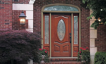 入り口ドア - CLASSIC-CRAFT® MAHOGANY - THERMA-TRU DOORS - ガラス繊維 / ヒンジ付き / 半ガラス