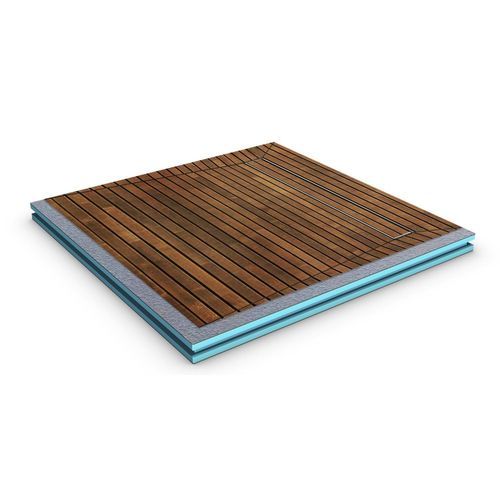 正方形シャワルームの床パネル - LINE BOARD NATURE - STADUR PRODUKTIONS GMBH & CO KG - はめ込み式 / チーク材 / ステンレス製