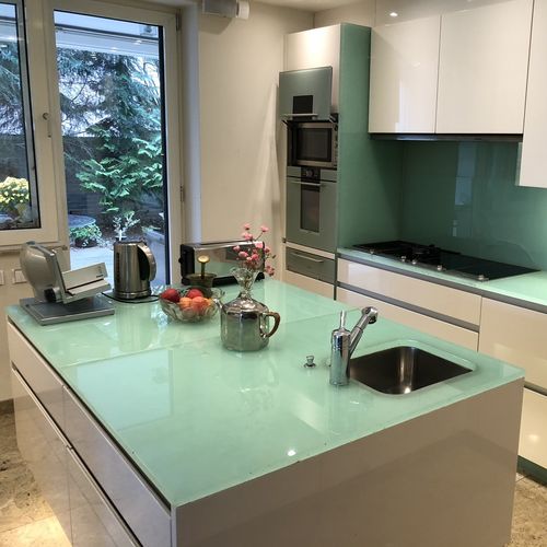ガラス製カウンタ－トップ - JADE - OCCITANIE PIERRES - 緑 / 透明 / 光沢