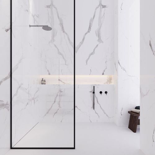 ウォークインシャワ－シャワー室 - BIANCO STATUARIETTO - OCCITANIE PIERRES - セラミック製 / アルコ－ブ用 / 家庭用