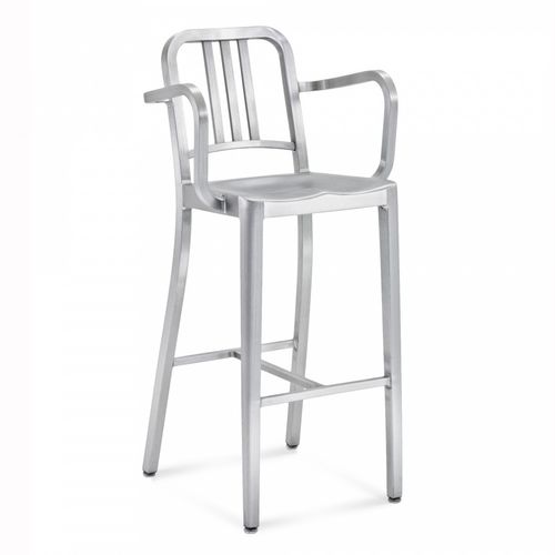 現代風バ－チェア - NAVY® : 1006 30A - emeco - アルミニウム / 家庭用 / 肘掛け付き