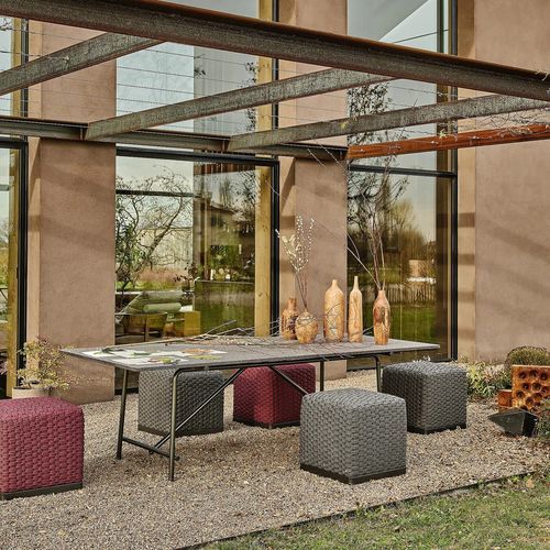 現代風ダイニングテーブル - ANY DAY OUTDOOR - FLEXFORM - ステンレス製 / イロコ製 / 天然石