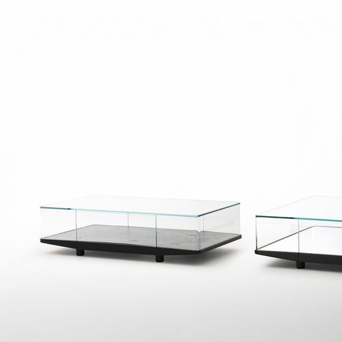現代風ローテーブル - COLLECTOR  - GLAS ITALIA - ガラス製 / 長方形 / 収納付き