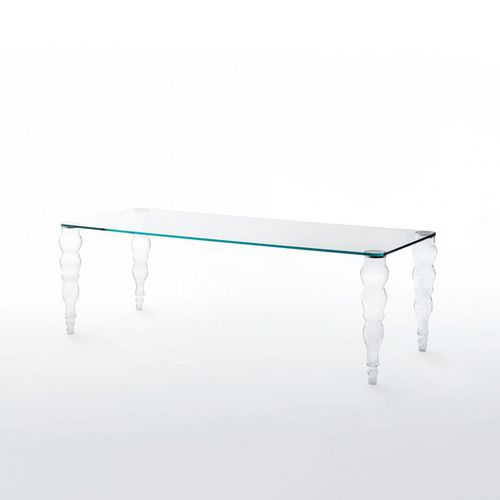現代風テーブル - POST MODERN  - GLAS ITALIA - ラッカー塗装ガラス製 / 長方形 / 円形