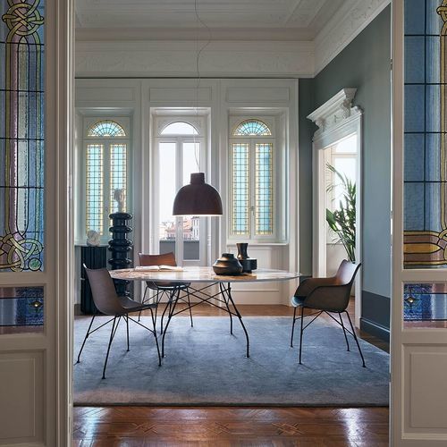 現代風テーブル - GLOSSY - Kartell - ラッカー塗装MDF / ガラス製 / 大理石