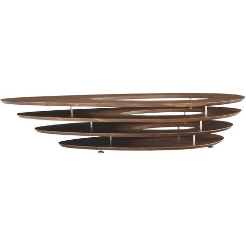 現代風ローテーブル - INTERSTICE - Ligne Roset - ウォールナット / クロム鋼脚 / 三角形