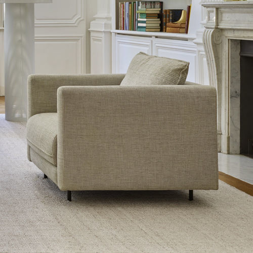 現代風アームチェア - ENKI - Ligne Roset - 革製 / 布製 / スチール製