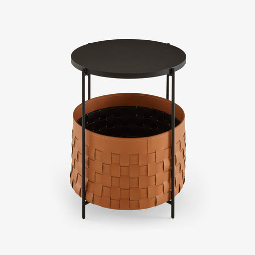 デザインサイドテーブル - CESTINO - Ligne Roset - 漆塗りスチール製 / MDF / 籐製