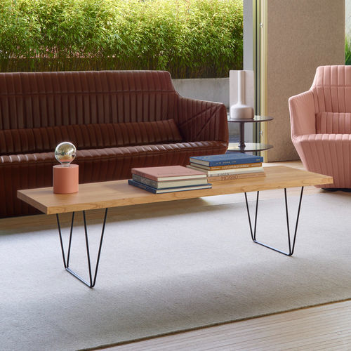 現代風ローテーブル - CM 191 - Ligne Roset - 無垢材 / 漆塗り金スチール脚 / 長方形