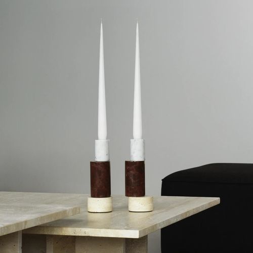 大理石ろうそく立て - BLOX - Normann Copenhagen - トラバーチン製 / ステンレススチール / 不特定