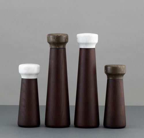 セラミック製塩と胡椒入れ - Normann Copenhagen - 大理石 / オーク材 / 業務用