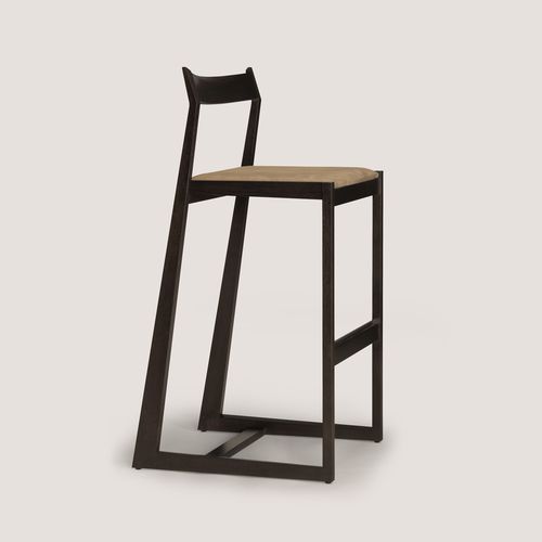 現代風バ－チェア - LINEGROUND #2  - Skram Furniture - 屋内用 / 革製 / ブナの木製脚