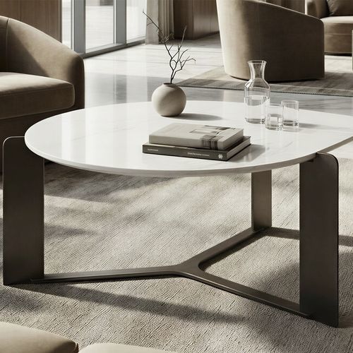 現代風ローテーブル - DROP - Skram Furniture - 木製 / 金属脚 / 楕円型
