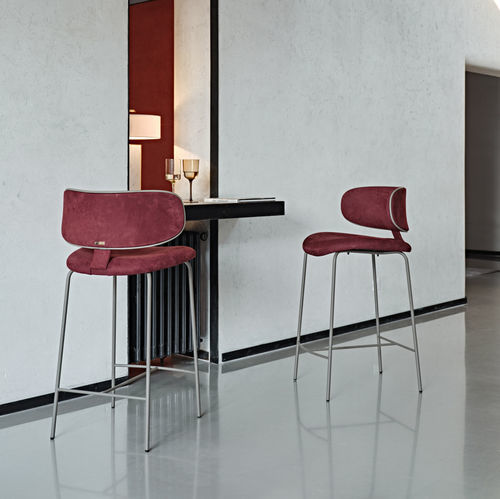 現代風バ－チェア - Natalia - Black Tie - 屋内用 / 布製 / 革製