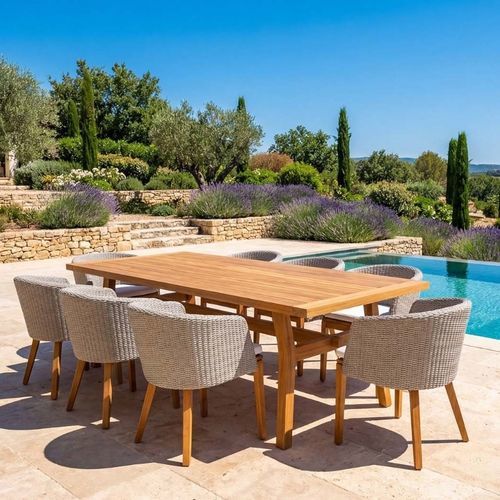現代風ダイニングルーム用チェア - MOMENTUM - G&G Italia Designer Furniture - 屋外用 / アルミニウム / チーク材