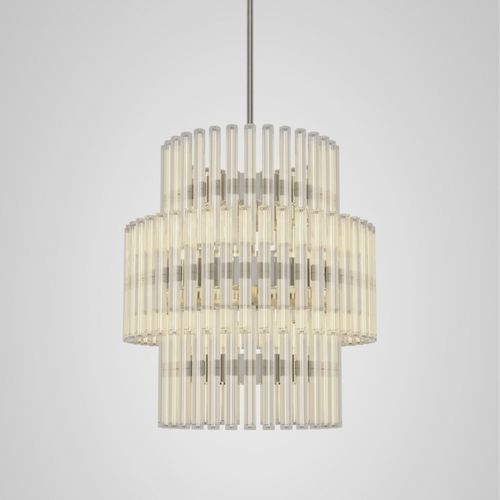 現代風シャンデリア - AURORA 3 TIER LARGE - Lee Broom - ガラス製 / ポリッシュステンレススチール製 / 管状