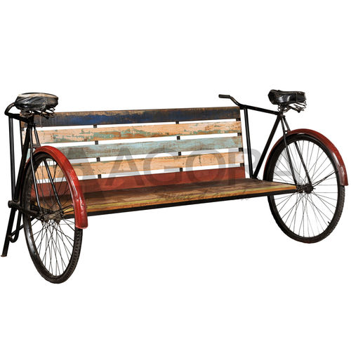 オリジナルデザインベンチ - BIKE  - AGORA' SRL - 無垢材 / 塗装金属製 / 背もたれ付き