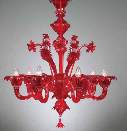伝統的シャンデリア - DONIZETTI - Wave Murano Glass srl - ムラノガラス製 / 吹きガラス製 / 電球6個
