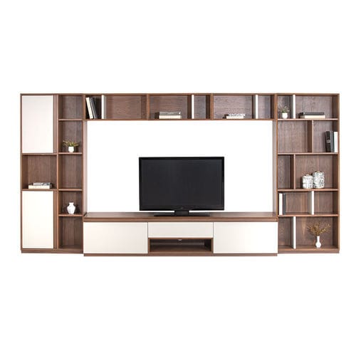 現代風テレビ用壁面ユニット - Sacramento  - NDESIGN - 突板 / 金属製 / 収納付き
