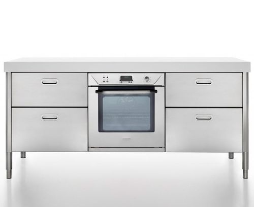 独立システムキッチン - 190C-C60+F60+C60/1 - ALPES-INOX - 自立型 / 引き出し付き