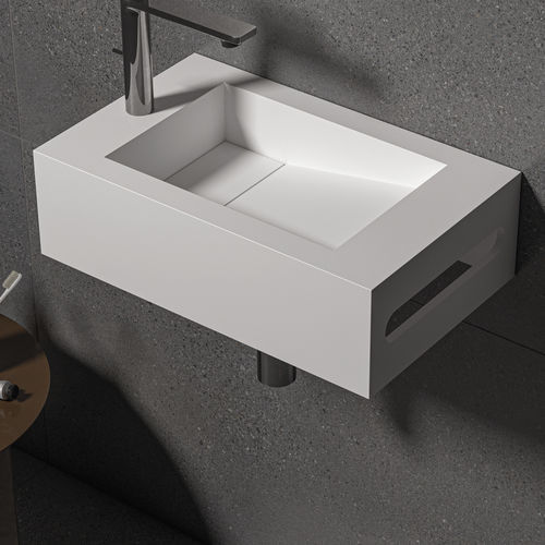 壁掛け式洗面器 - UMBRIEL - ZENON SMART SOLID SURFACE - 個体表面 / タオル掛け付き / 抗菌性