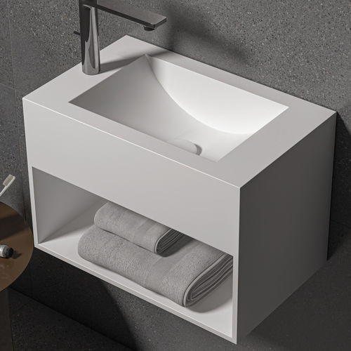 壁掛け式洗面器 - DIONE MIDDLE - ZENON SMART SOLID SURFACE - 個体表面 / 抗菌性 / 棚付き