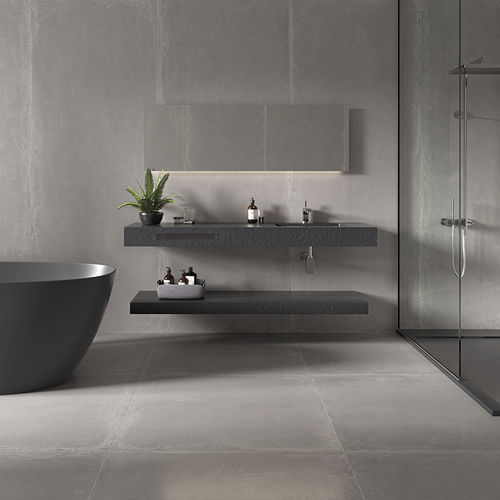 一体型洗面器 - AQUARIS - ZENON SMART SOLID SURFACE - 粘板岩 / 組み込み式カウンタートップ付 / 抗菌性