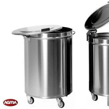 床置きゴミ箱 - AGMA ARREDO INOX PROFESSIONALE SRL A SOCIO UNICO - ステンレス製 / ホイール付き / ふた付き