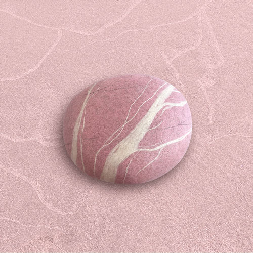 現代風プーフ - PINK DREAM - Katsu Stones - ウール製 / 円形 / 手作り