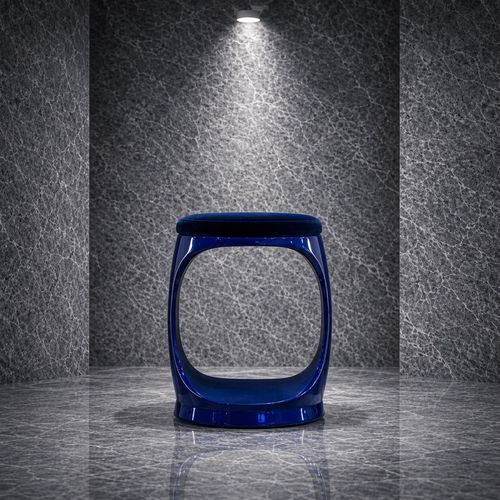 現代風スツール - SIGNET RING B10002 NAVY - Softicated - ベロア / ポリウレタン脚 / 布張り
