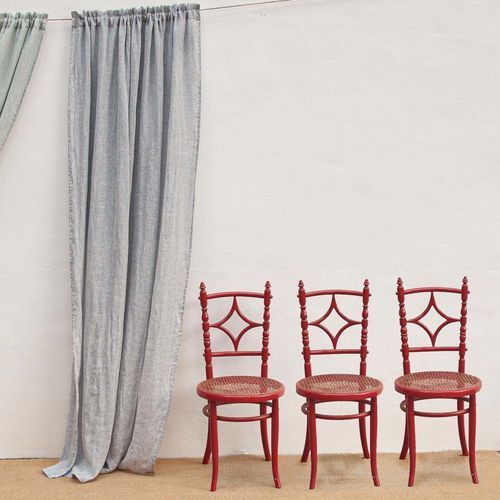 プリーツ式カーテン - BLUE - dELENZO LINEN FROM EUROPE S.L - 無地 / リネン