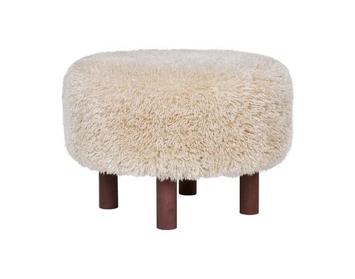 現代風プーフ - MANI - Best Mobilier - 模造毛皮 / 円形 / ベージュ