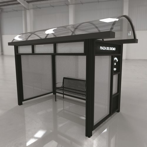 ポリカーボネート製バスシェルター - Enea 4355 - Elux srl - 粉体塗装スチール製 / ベンチ付き / LED
