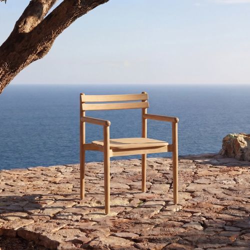 現代風アームチェア - VADIM - TICKET FOR THE MOON - チーク材 / チーク材 / ベージュ